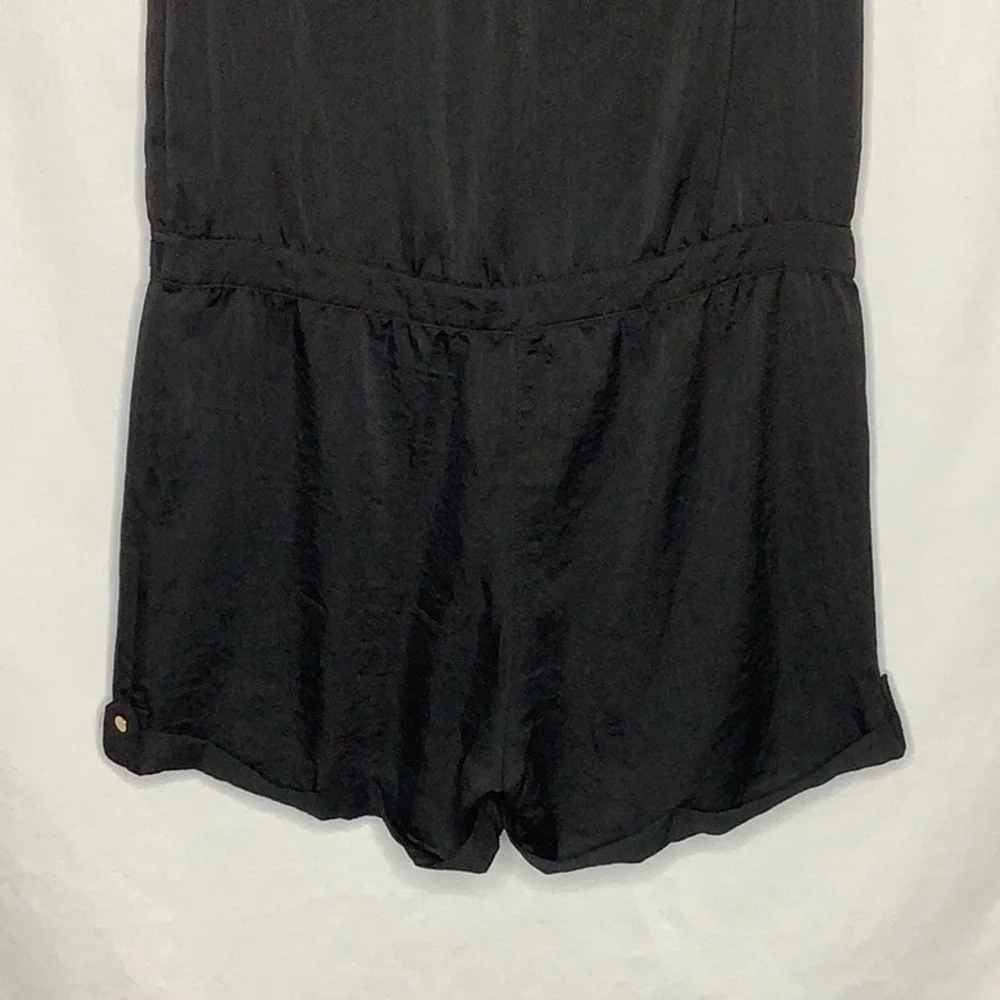 H&M Sleeveless Black Satin Romper Size 8